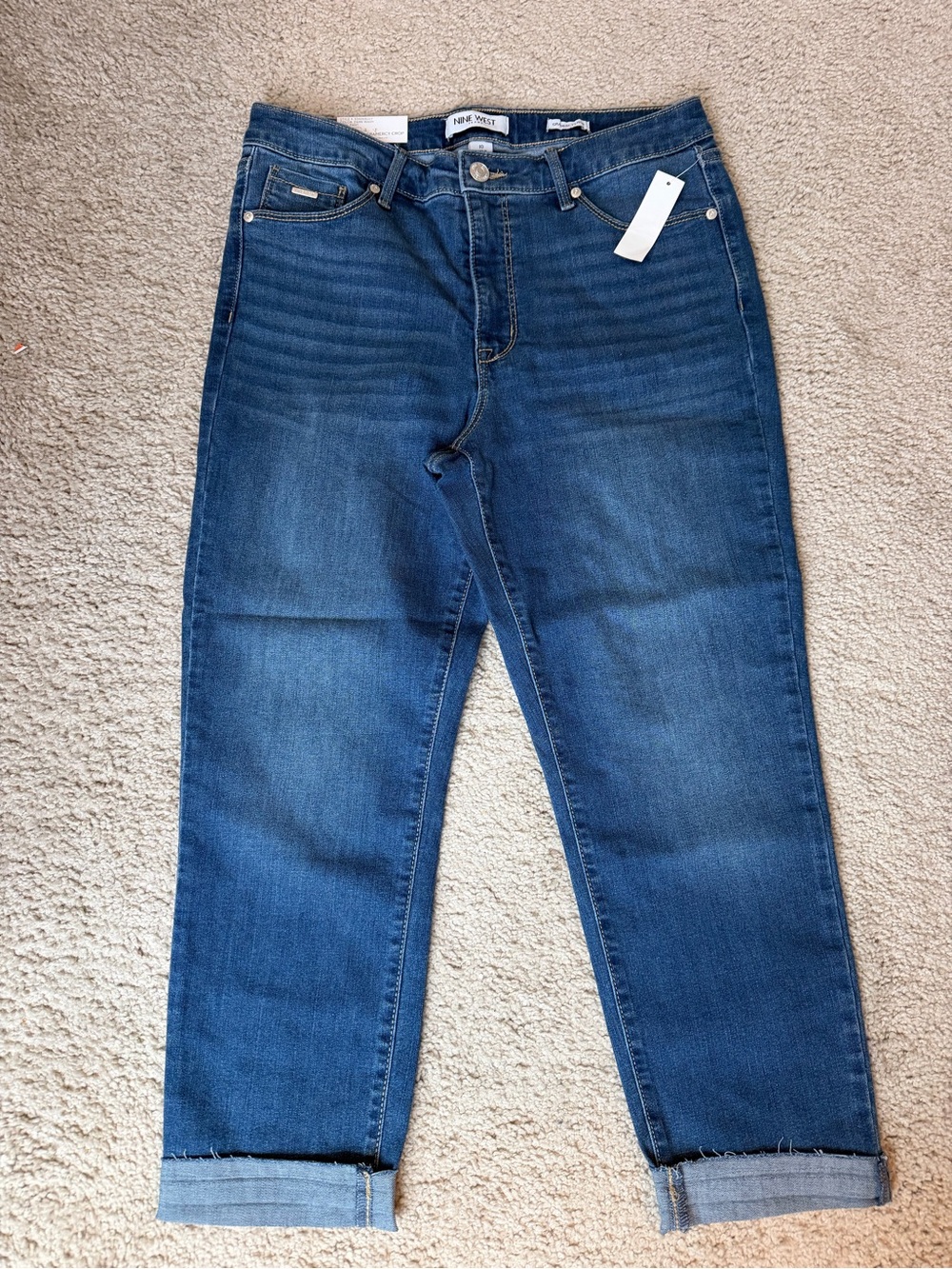 Nine West Women's Boyfriend Jeans - Dark Blue Wash